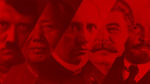 Collage of Hitler, Mao, Mussolini, Stalin and Lenin